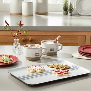 Variegated Center Stripes Melamine Serve Tray Light Gray/Green